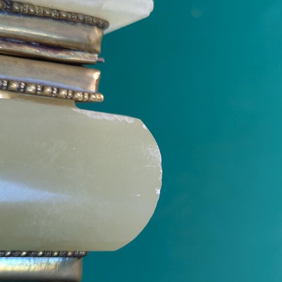 Italian Rectangular Green Onyx Marble Storage Box with Brass hardware and feet - Picture 14 of 15